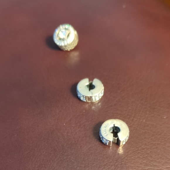 Pandora Charm Sterling Silver With Two Spacers , Rhinestone Accents. - Picture 8 of 9